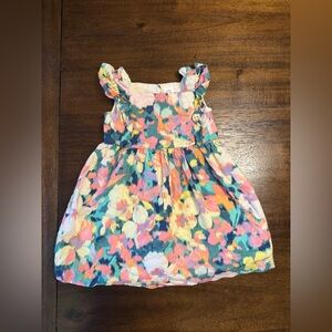 GAP Pink and Orange Sleeveless Sundress with Square Neck